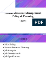 Human Resource Management: Policy & Planning: Unit 2
