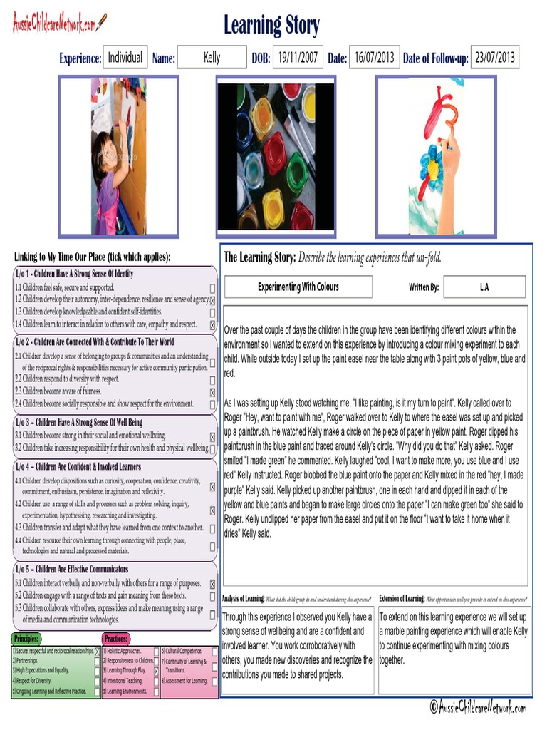 Learning Story: Colour Mixing Experiment | PDF | Well Being | Learning