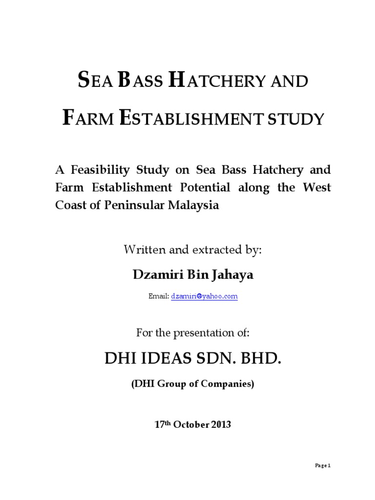 Sea Bass Hatchery and Farm Establishment PDF Water Resources