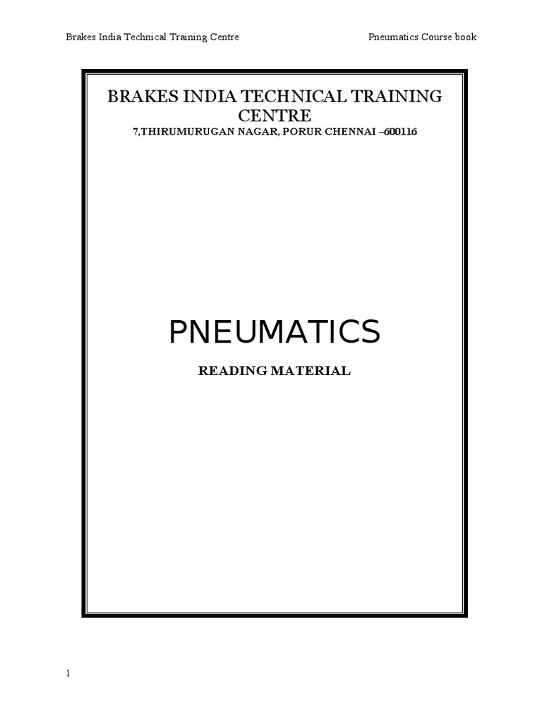 Pneumatics Brakes India Technical Training Centre PDF Valve Actuator