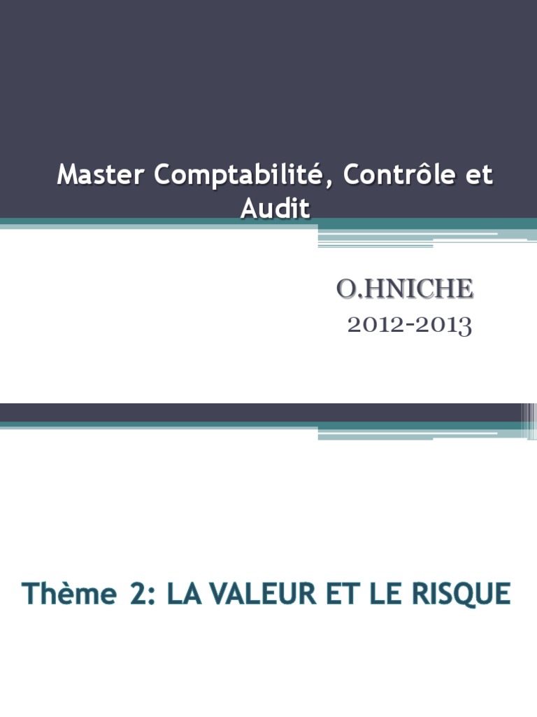 Gestion Des Risques Financiers1.Ppt (Valeur Et Risque)  Modèle d