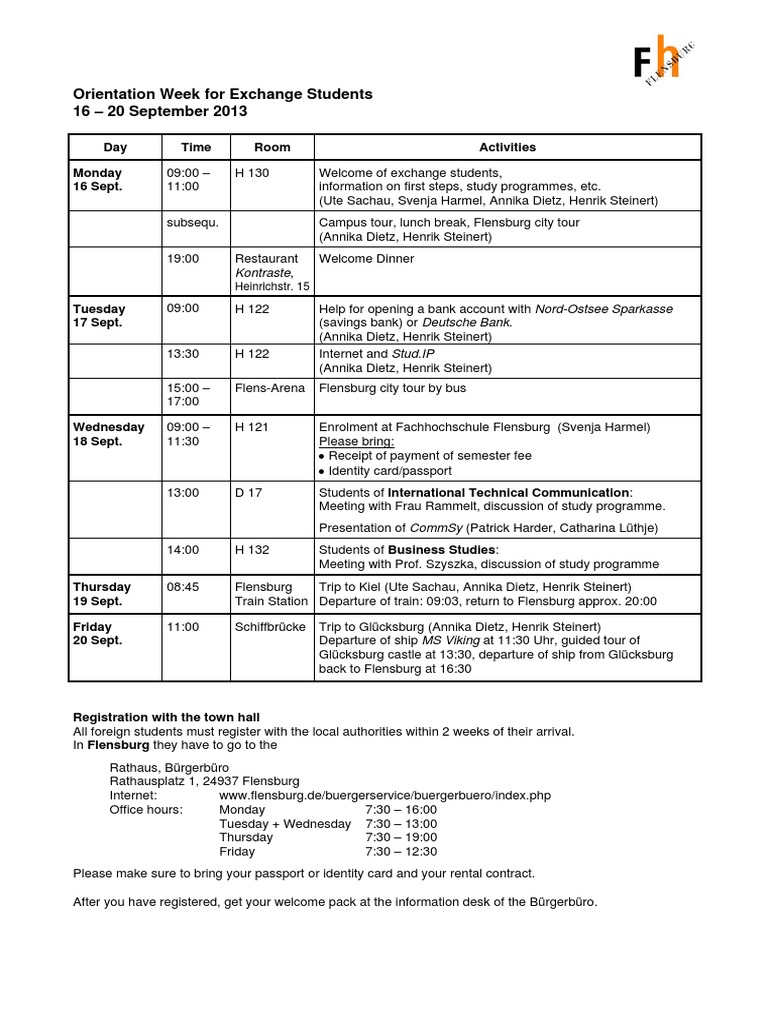 OrientationWeek WS13-14 | PDF | Travel | Foreign Language Studies