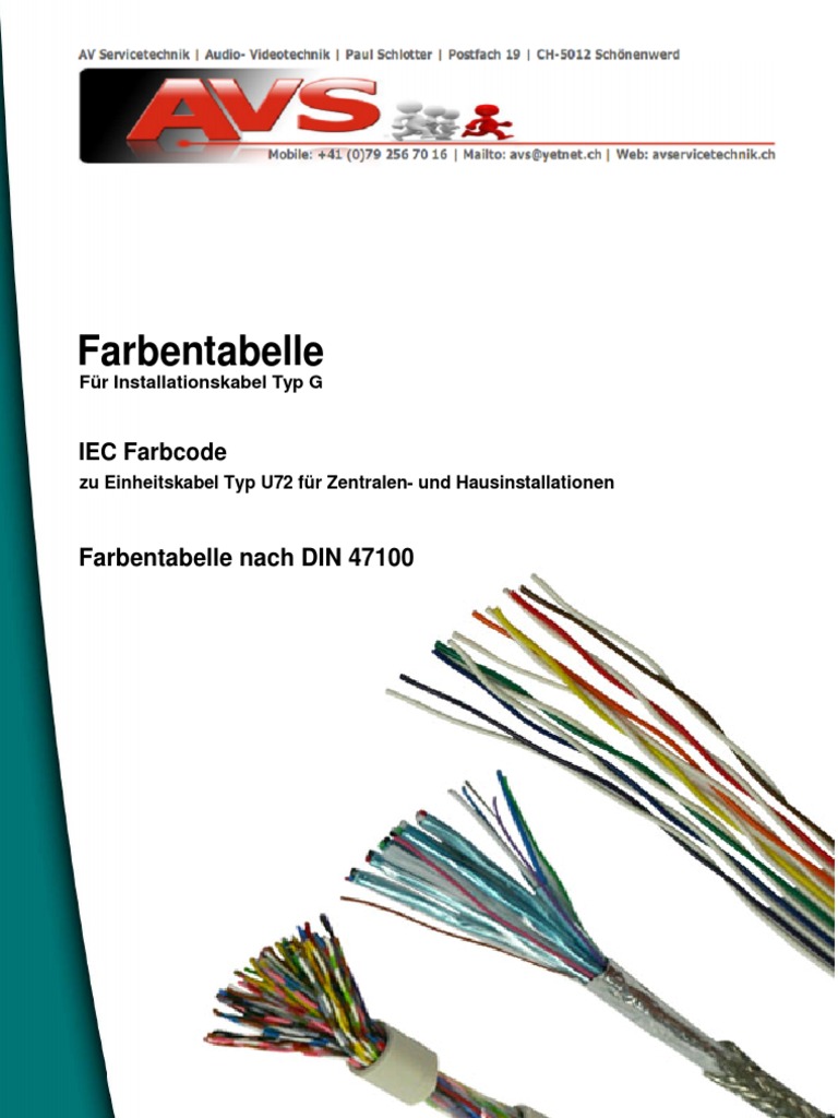Farbkodierung Zur Kennzeichnung Der Adern in Fernmeldekabeln | PDF