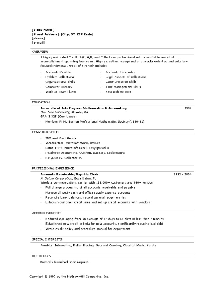 Accounts Payable Resume Template