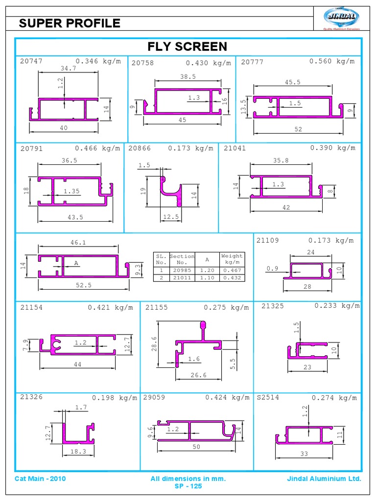 Aluminium Profiles Weight Specifications | PDF | Technology & Engineering