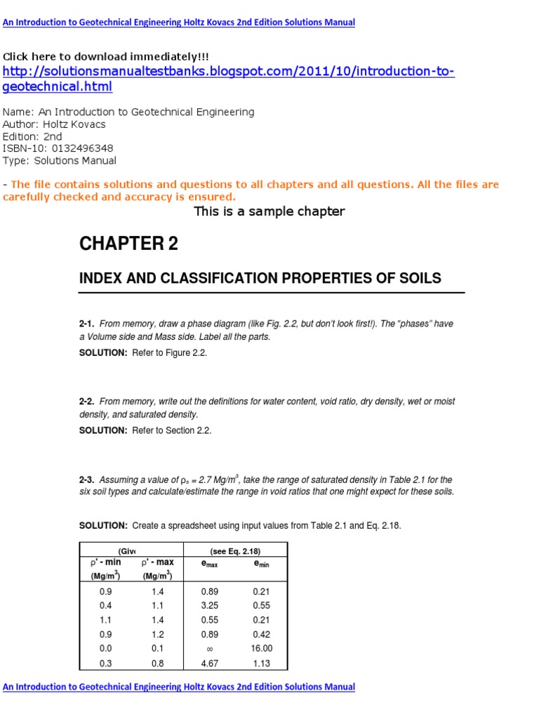 An Introduction To Geotechnical Engineering Holtz Kovacs 2nd Edition ...