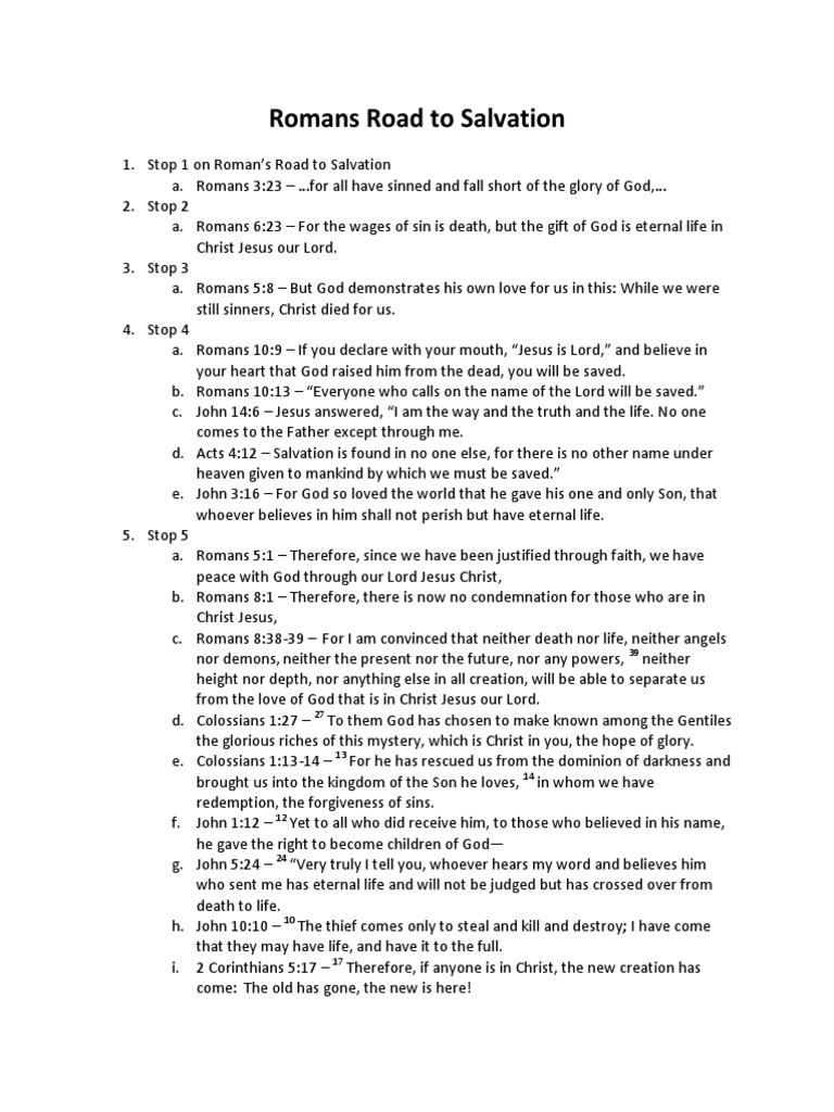 Romans Road To Salvation Handout | PDF | Epistle To The Romans | Eternal  Life (Christianity)