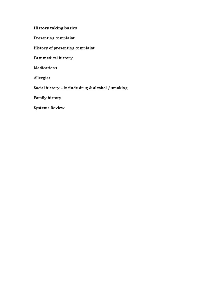 History Taking Basics PDF
