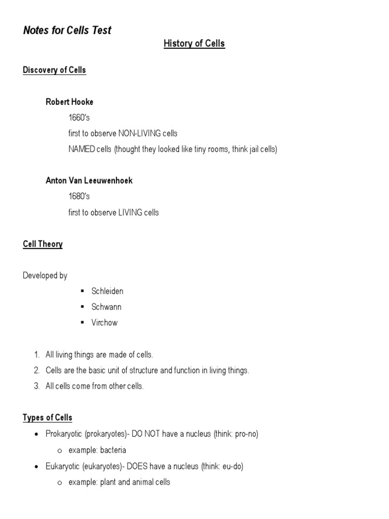 Cell Test Notes | PDF | Cytoplasm | Cell (Biology)