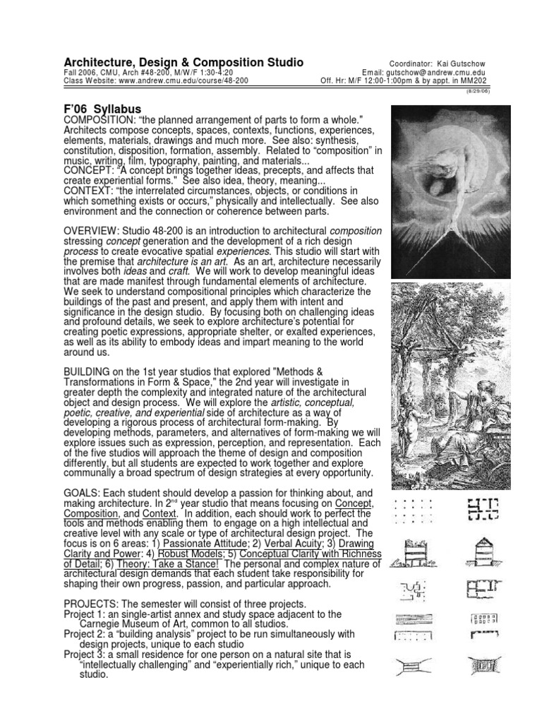 CMU Architecture Studio Syllabus | PDF | Design | Museum