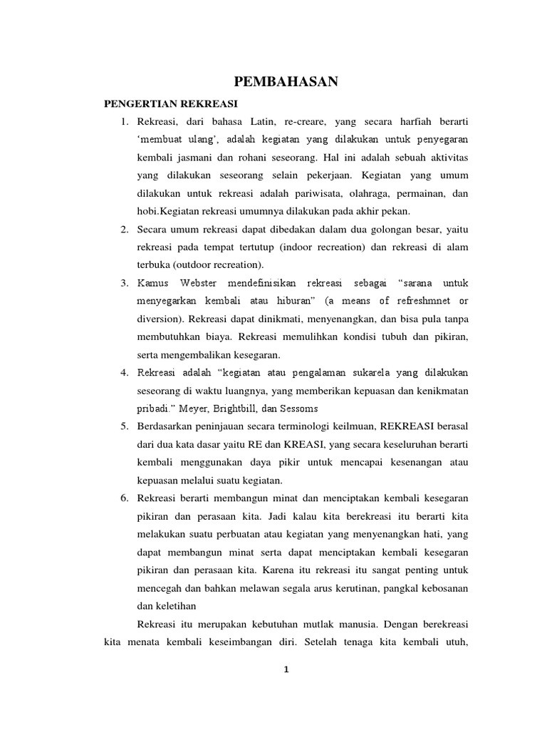 Jenis-Jenis Rekreasi dan Manfaatnya | PDF | Pengembangan Diri
