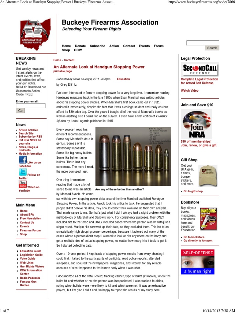 An Alternate Look at Handgun Stopping Power Buckeye Firearms
