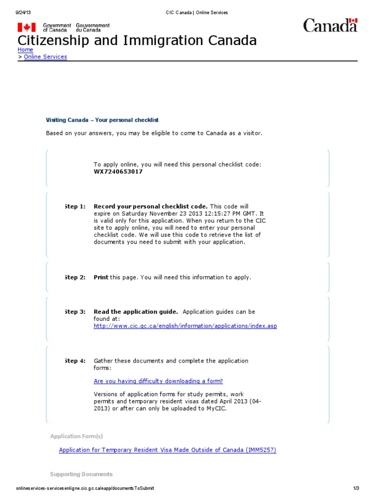 CIC Canada Online Services PDF Travel Visa Cultural Globalization