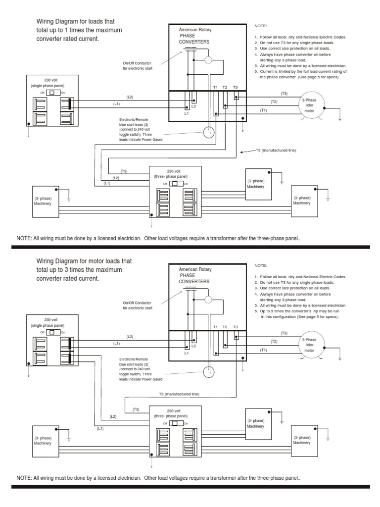 Wiring Diagrams For Rotary Phase Convertor | PDF | Electrical Wiring