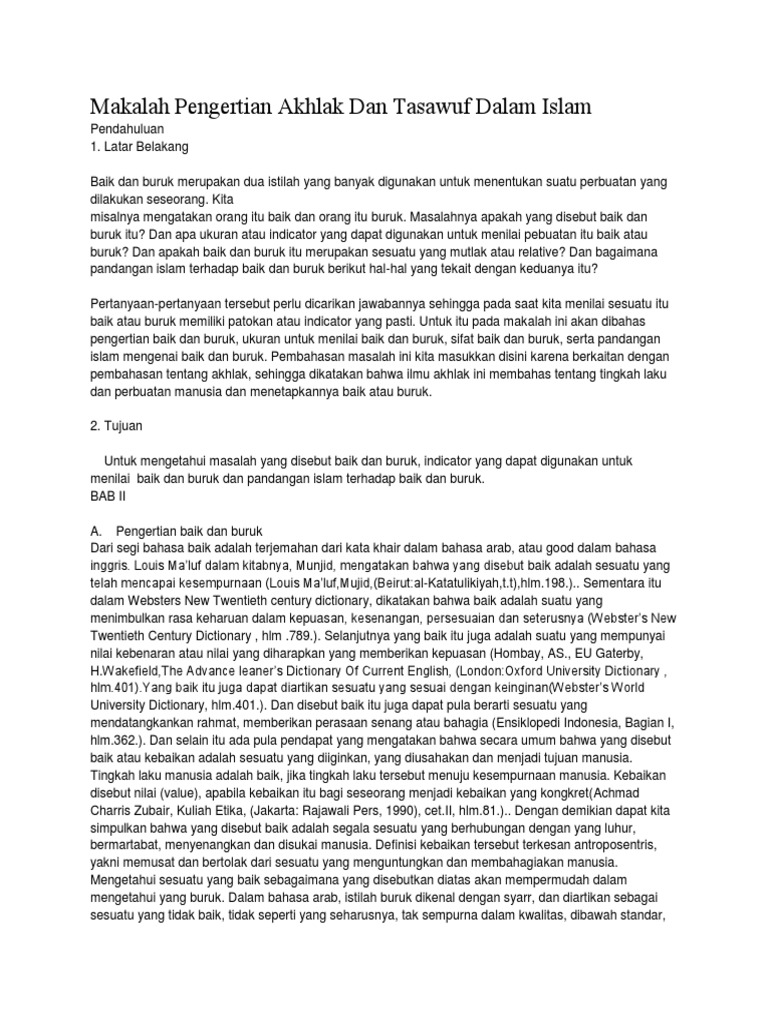 Makalah Pengertian Akhlak Dan Tasawuf Dalam Islam Pdf