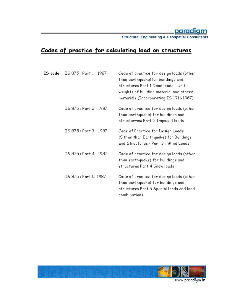 Load Calculation Codes for Structures | PDF