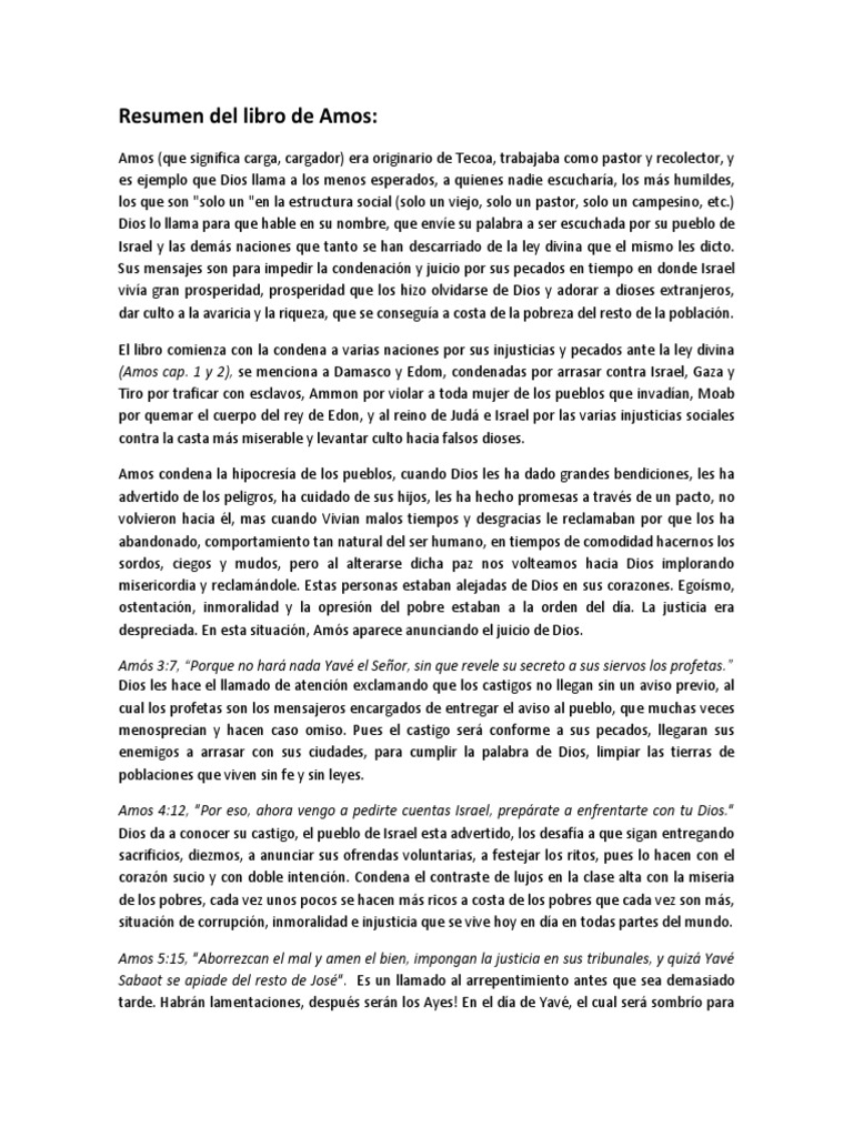 Resumen Del Libro de Amos