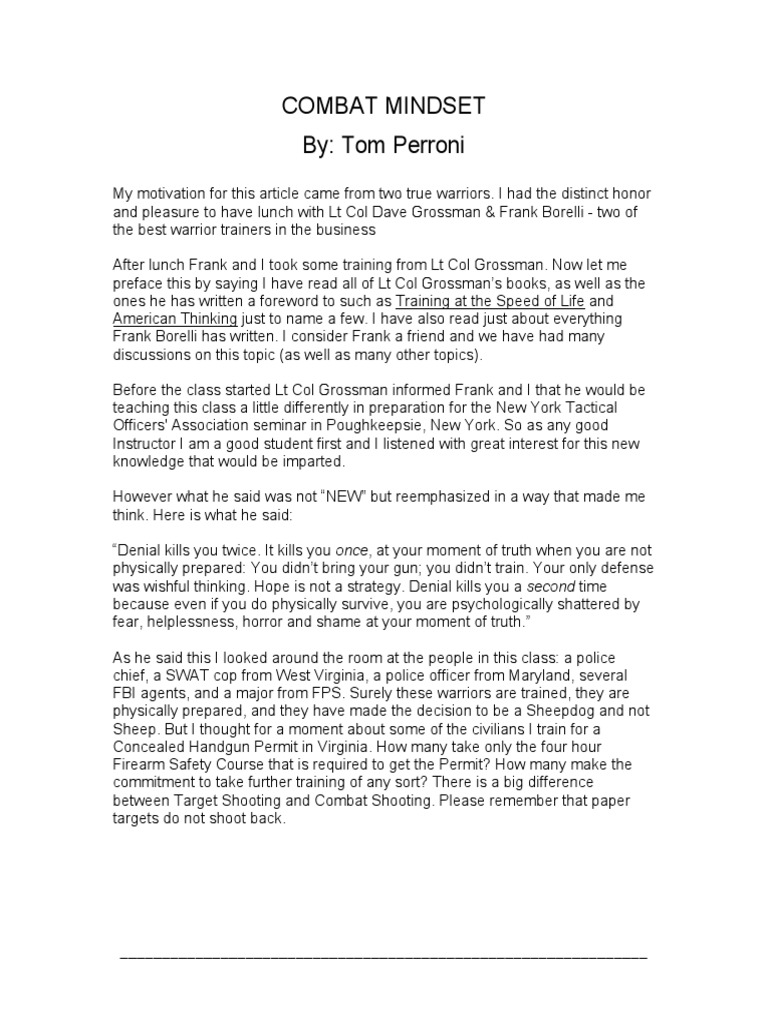 Combat Mindset | PDF | Handgun | Concealed Carry In The United States
