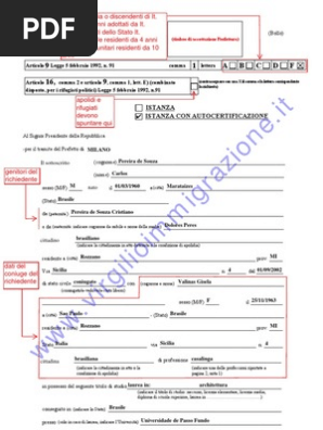 Cittadinanza Mod B Facsimile