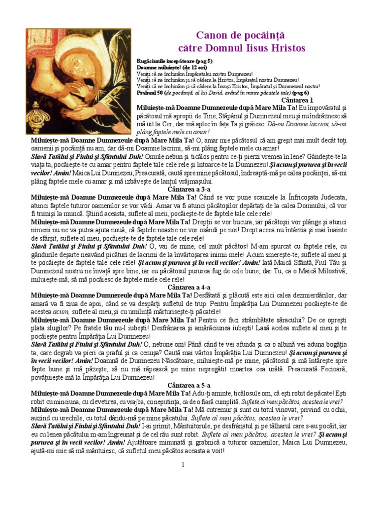 Canon De Pocainta Catre Iisus Hristos Canon de Pocainta Catre Domnul Iisus Hristos | PDF