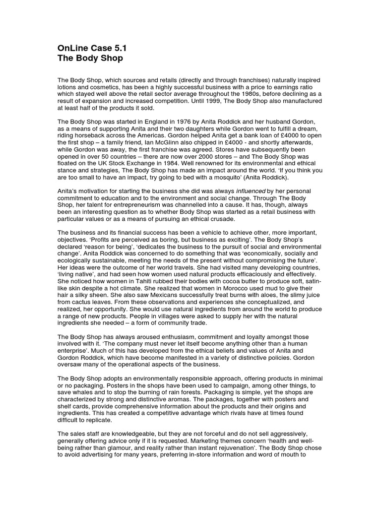The Body Shop | PDF | Retail | Business