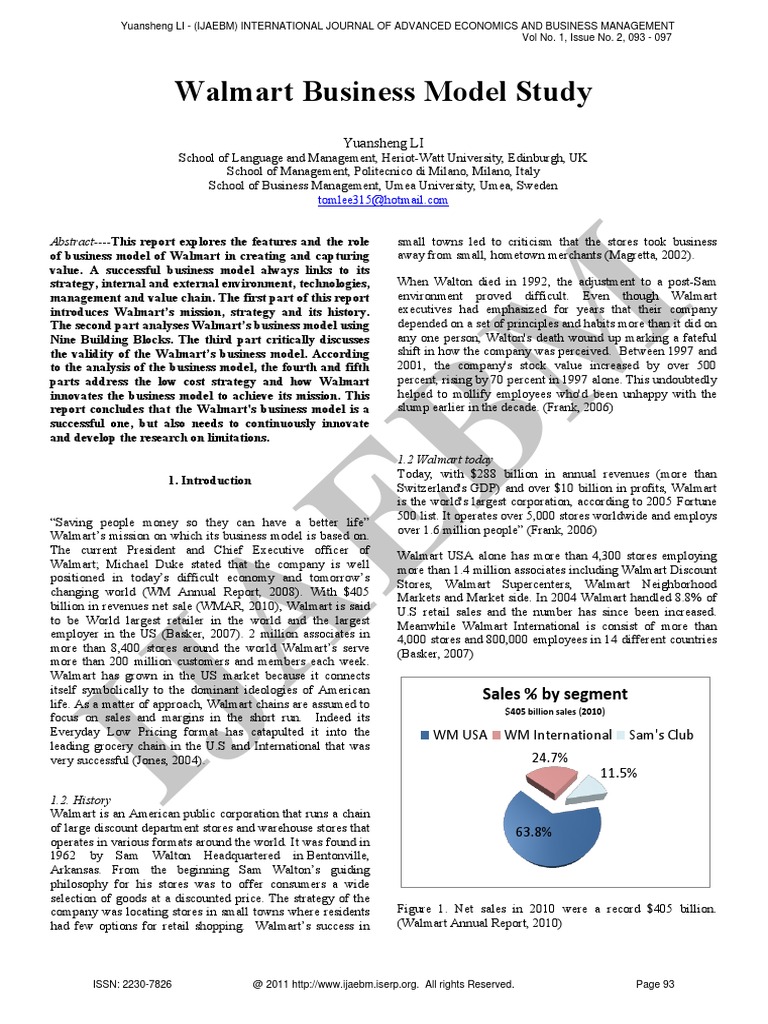 Walmart Business Model Study Walmart Supply Chain