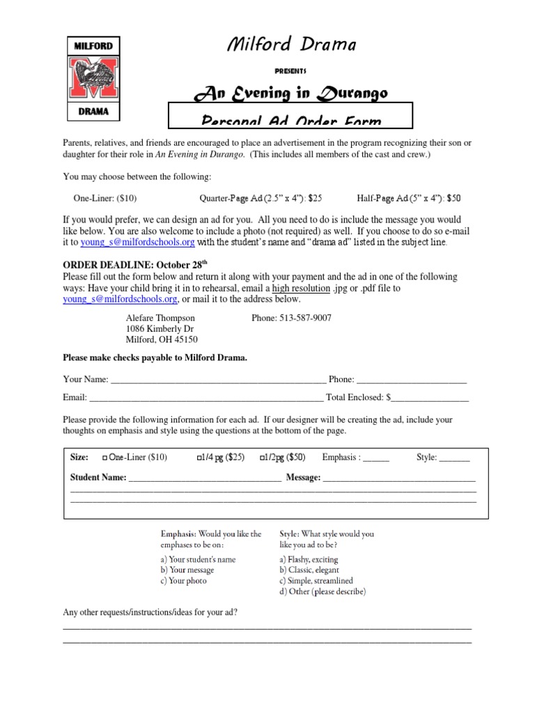 Personal Ads for An Evening in Durango | PDF