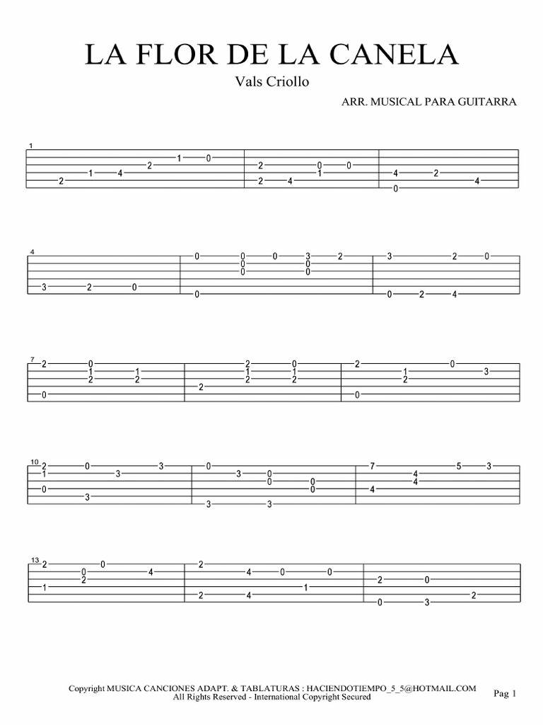 Tablatura La Flor De La Canela