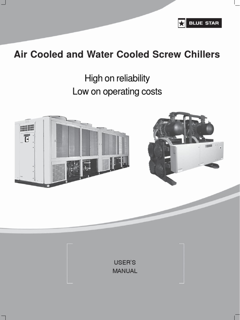 Blue Star Chiller Air & Water Cooled Screw Chiller R22 DX Manual PDF