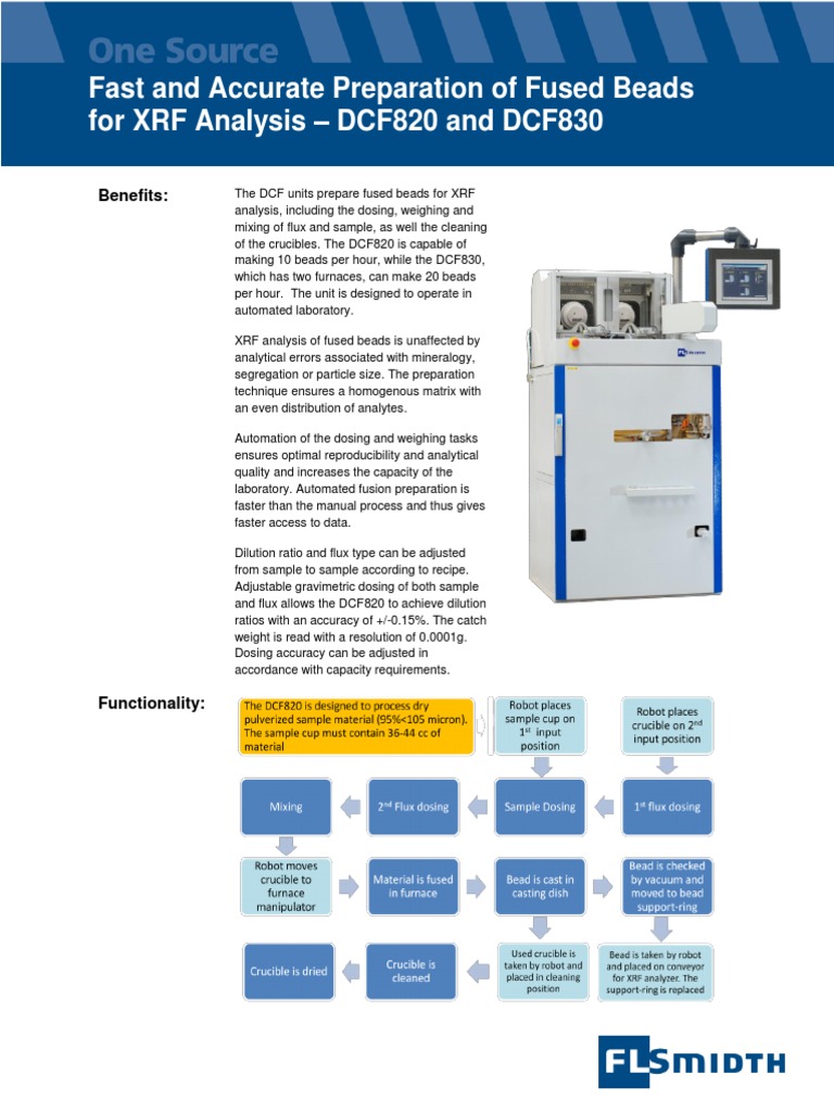 Fast and Accurate Preparation of Fused Beads For XRF Analysis DCF820