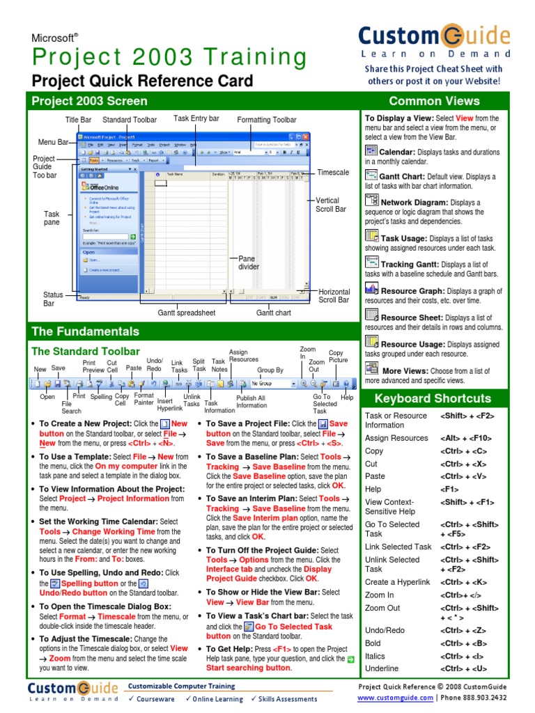 Project Quick Reference 2003 | PDF