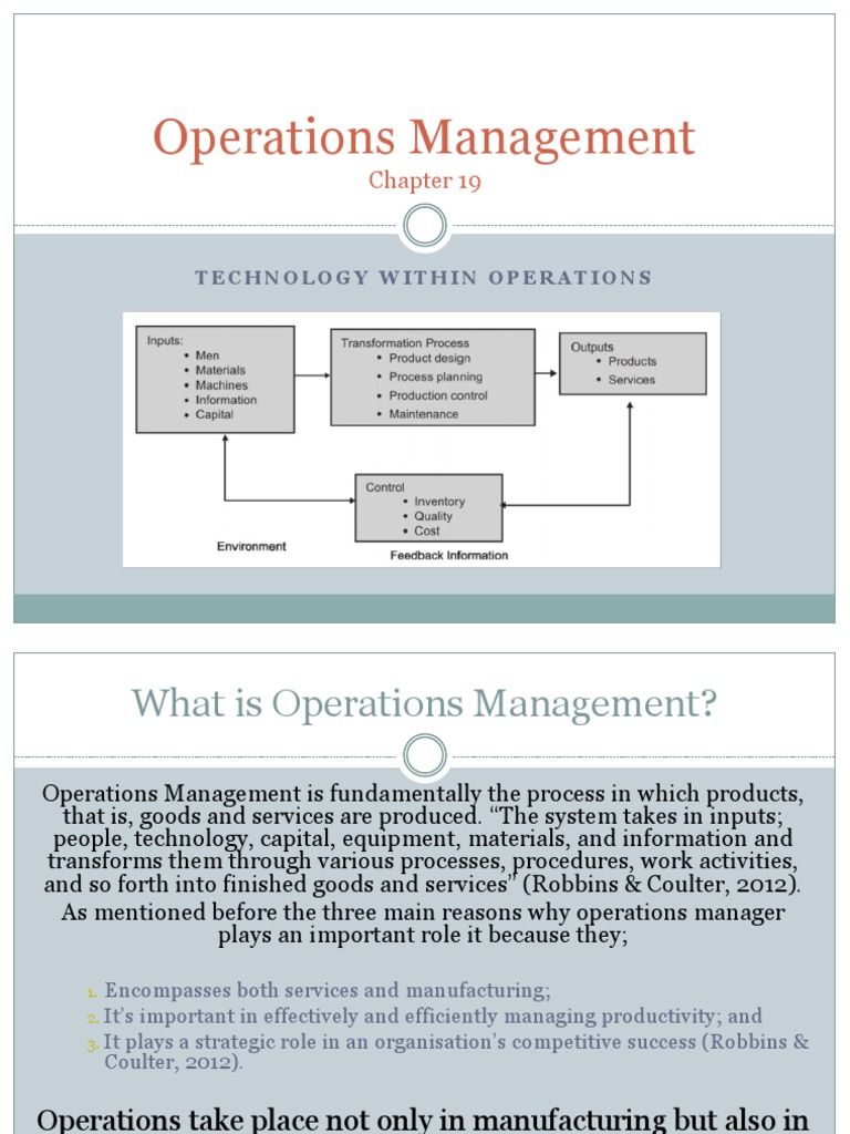 Technology's Role in Operations Management | PDF | Operations ...