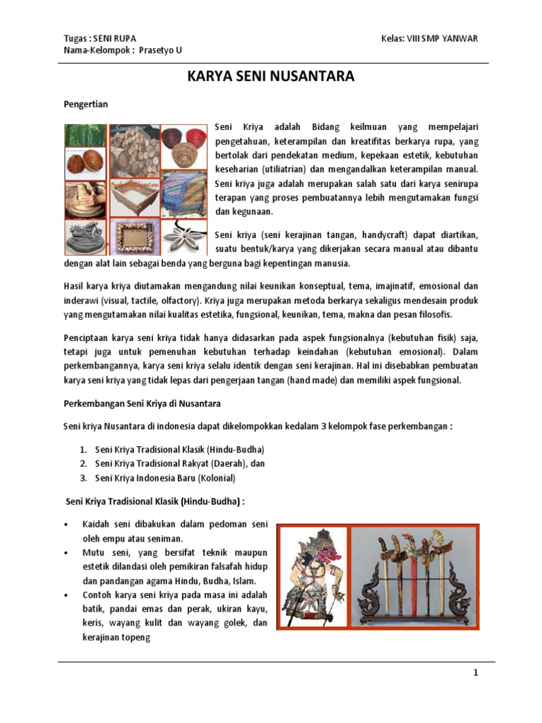 Perkembangan Seni Kriya Nusantara | PDF