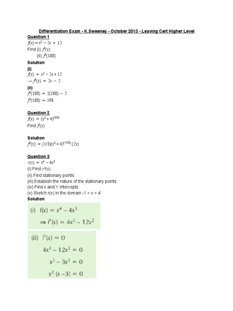 Leaving Cert Higher Level Differentiation | PDF