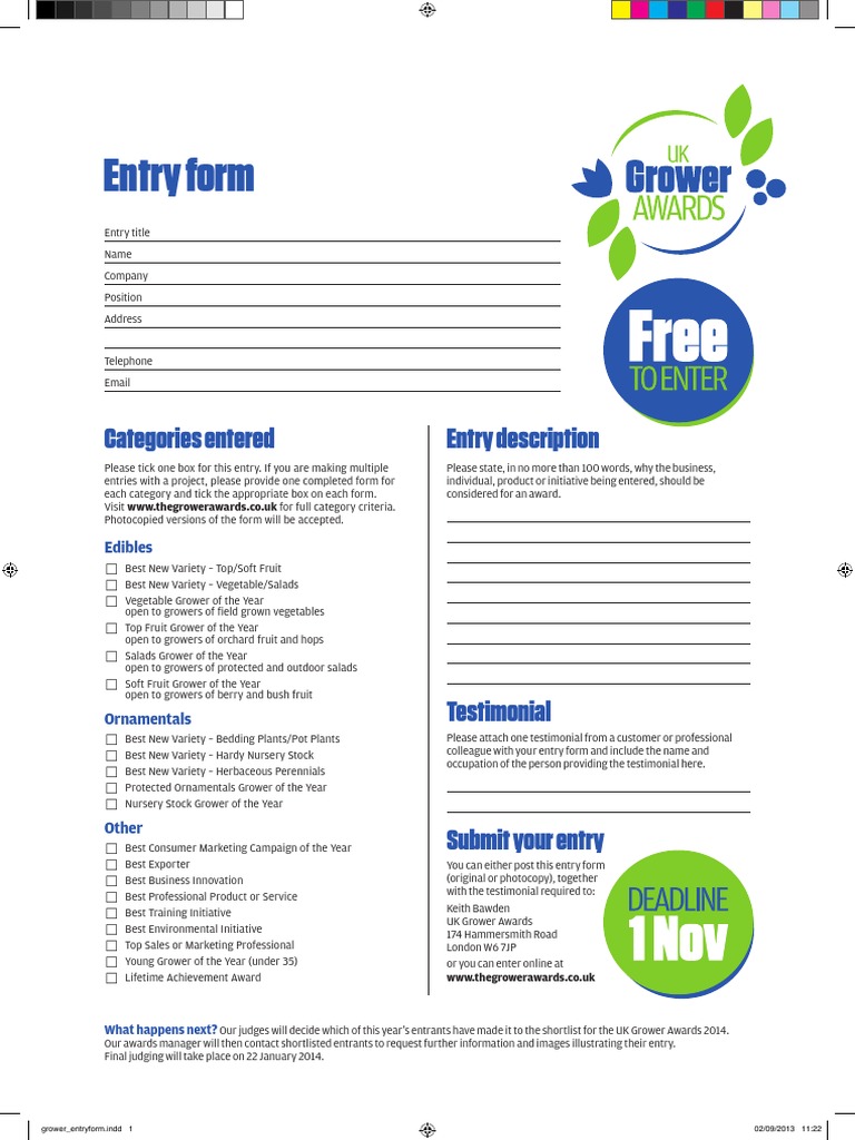 UK Grower Awards Entry Guide | PDF | Business | Finance & Money Management