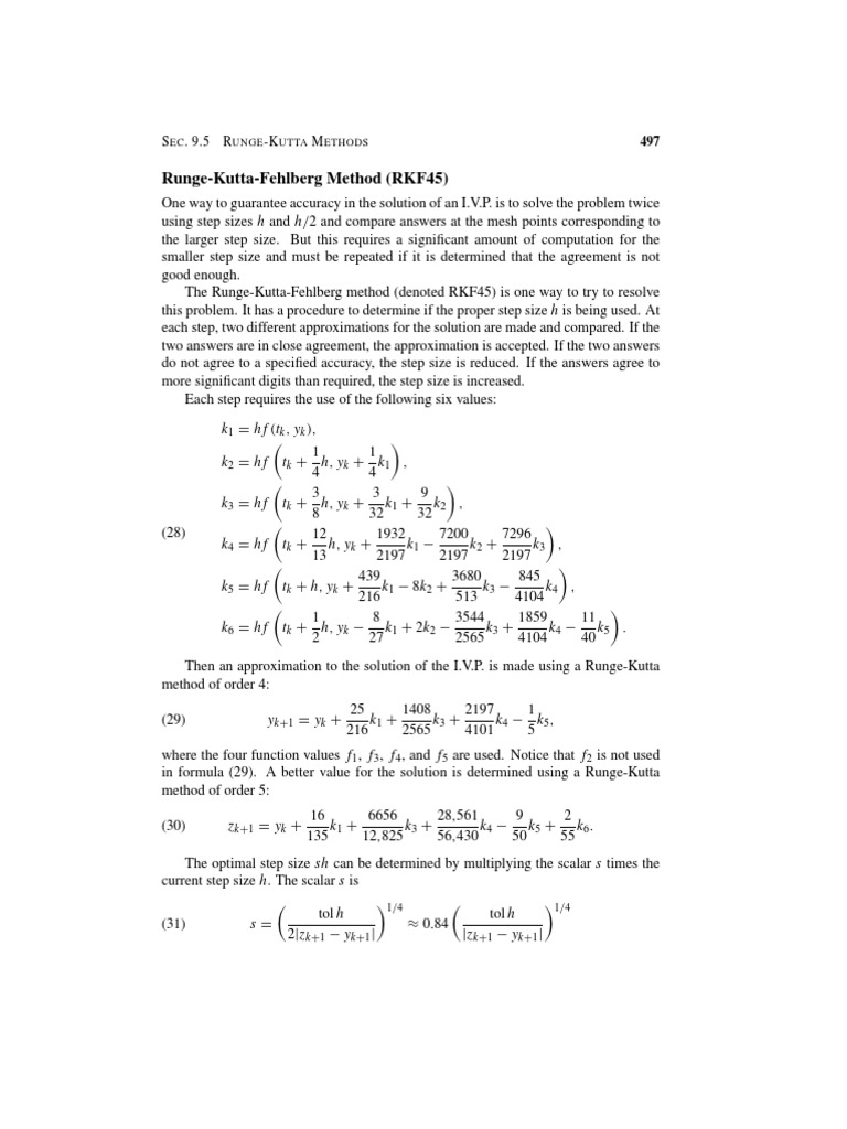 Runge Kutta Fehlberg RK45 | PDF