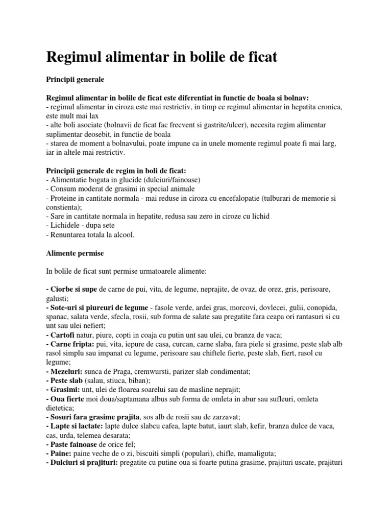 300 Retete Culinare Pentru Bolnavii De Ficat Pdf Regimul Alimentar in Bolile de Ficat | PDF