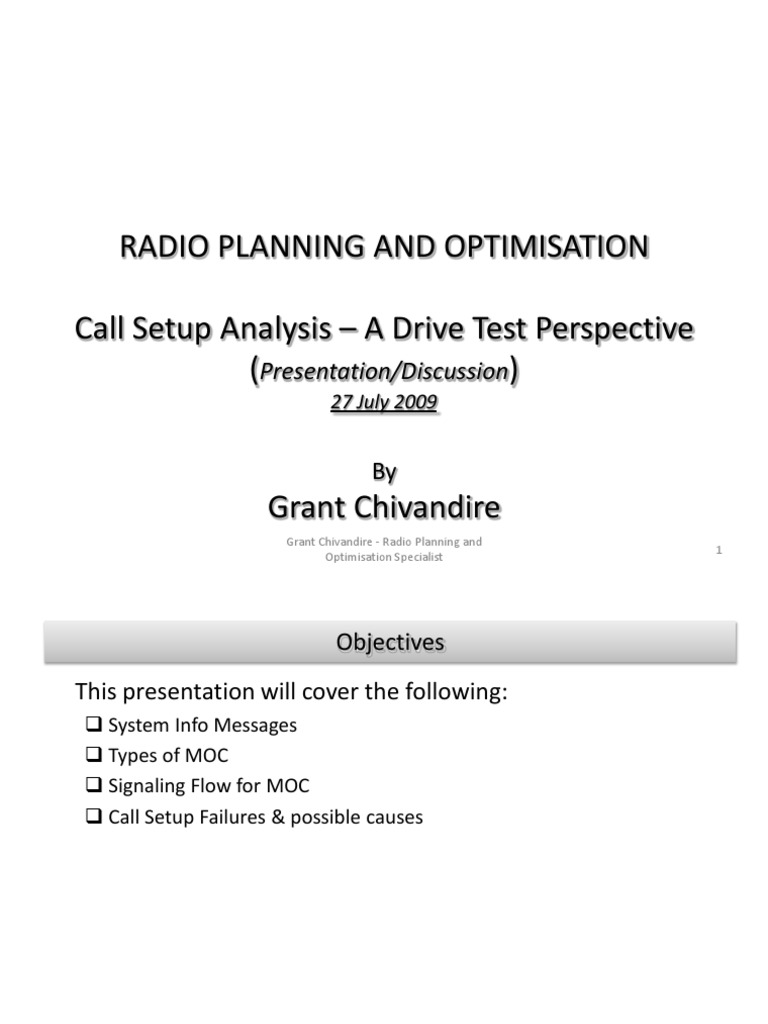 Call Setup Analysis A Drive Test Perspective PDF Electronics