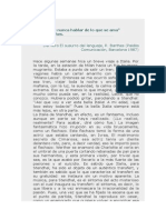 No Se Consigue Nunca Hablar de Lo Que Se Ama, R. Barthes