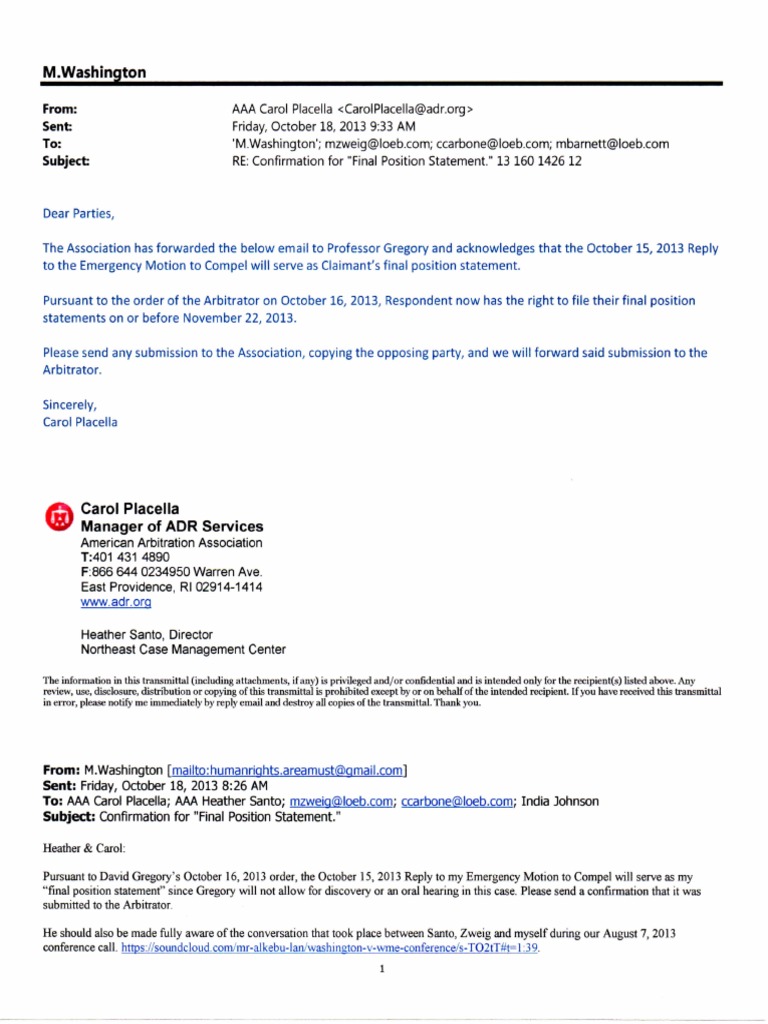 Final Position Statement Confirmation | PDF | Discovery (Law) | Government