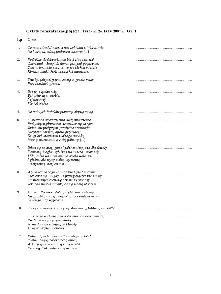 Cytaty Z Lektur Klasa 7 I 8