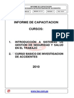 Peru - Informe de Capacitacion Curso Basico de Investigacion de Accidentes[1]