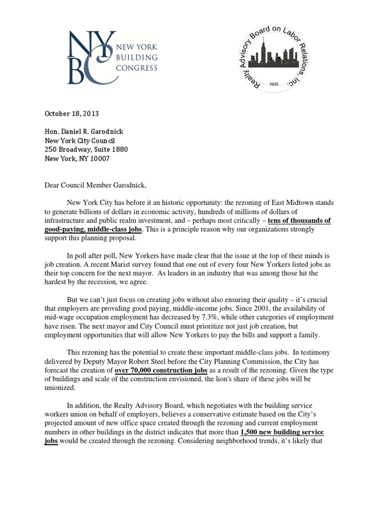 Rezoning Letter Final 10.18 PDF Zoning New York City