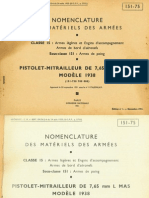 MAS Mle 1938 Nomenclature (French, 1951)