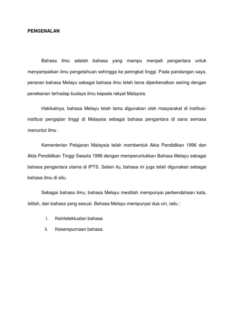 Peranan Bahasa Melayu Sebagai Bahasa Ilmu Di Ipt  PDF