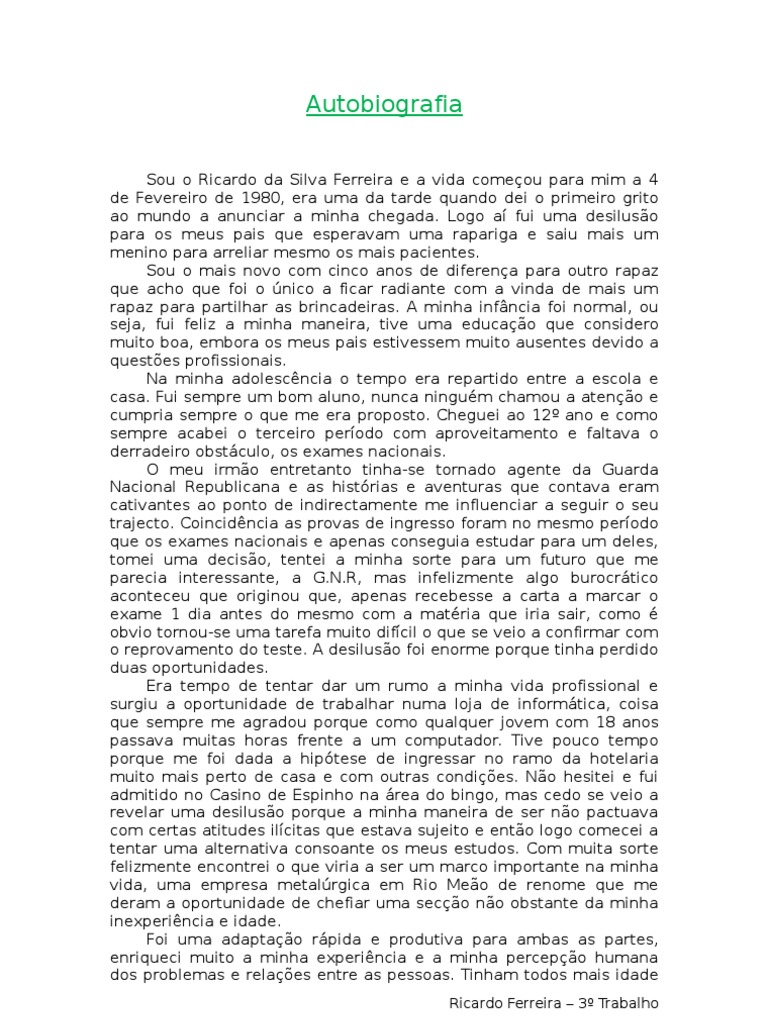 Exemplo De Autobiografia Sobre Voce Modelos Grátis Do Google Slides E