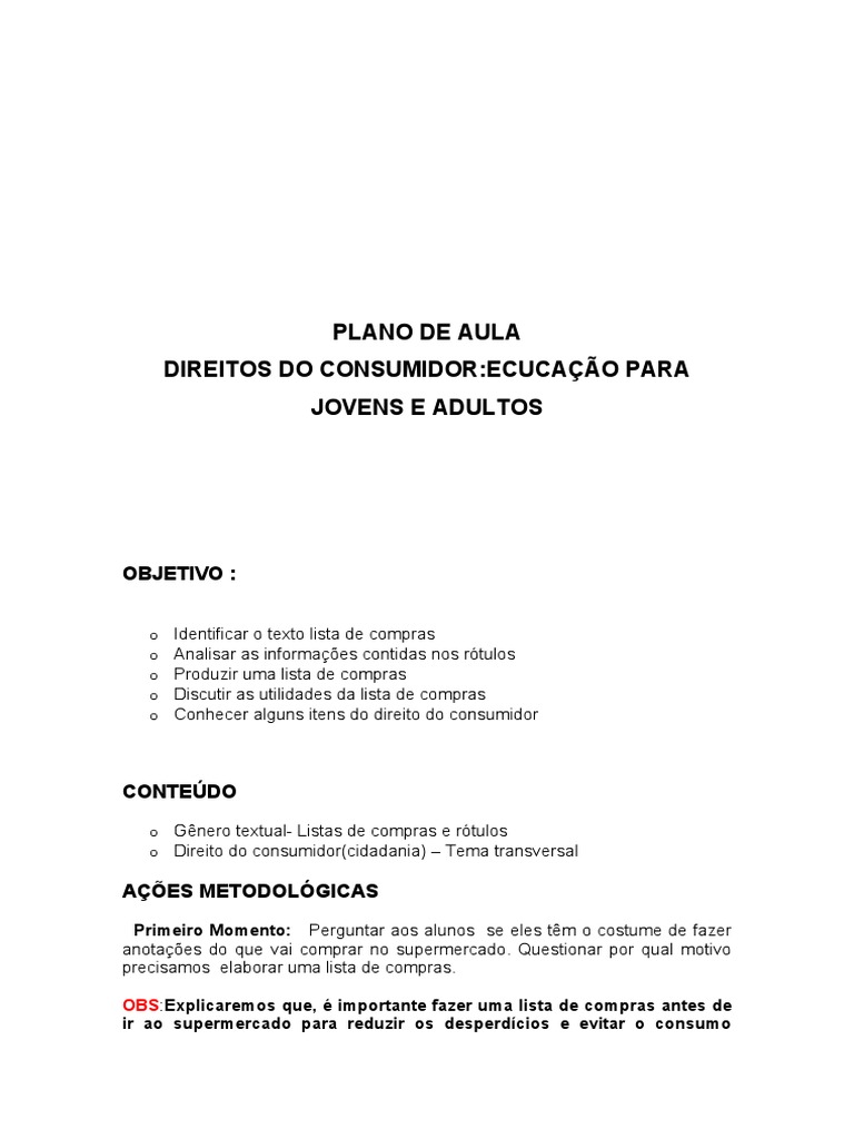 plano de aula eja | pdf | embalagem e rotulagem | lacticínios