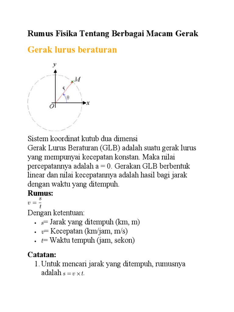 Rumus Fisika Tentang Berbagai Macam Gerak | PDF