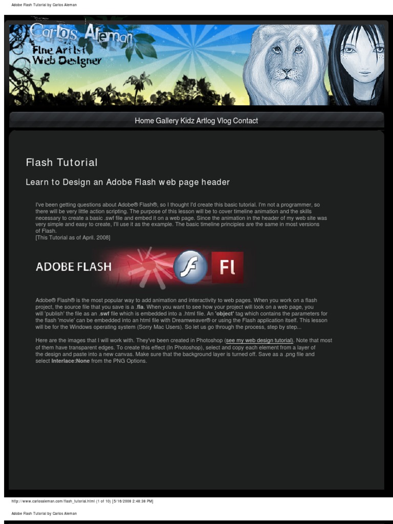 Flash Tutorial: Learn To Design An Adobe Flash Web Page Header | PDF