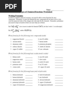 Types of Chemical Reactions Detailed Worksheet 2